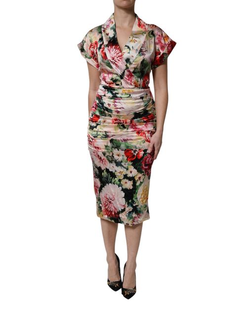 Floral Silk Dress — Multicolor