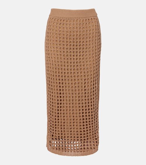 Geode open-knit cotton midi skirt