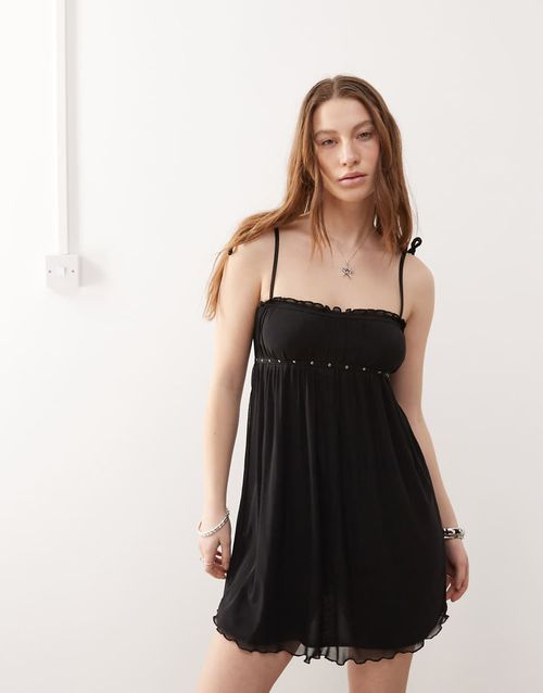 knee length dresses for ladies Stasia Modal Off-Shoulder A-Line Mini Dress in Black main image 0
