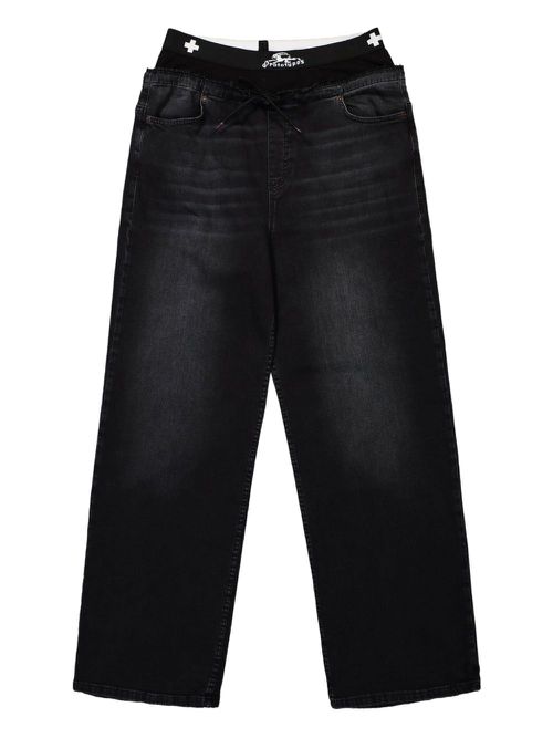 Elasticated-waistband jeans - Black