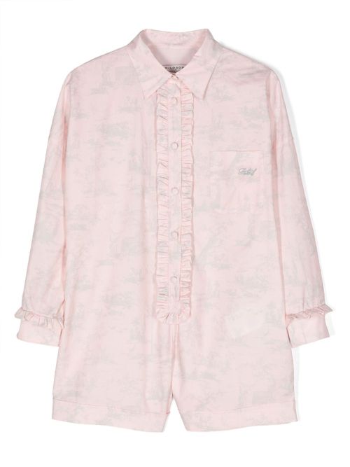 Toile de Jouy-print poplin playsuit - Pink