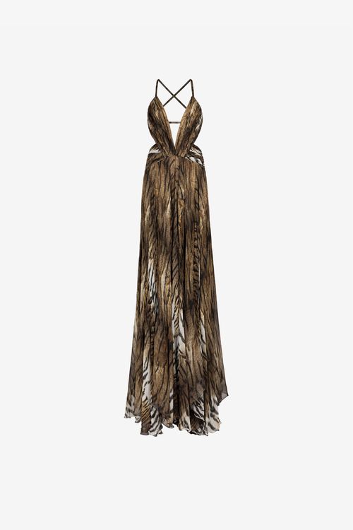 Tiger-print Silk Maxi Dress