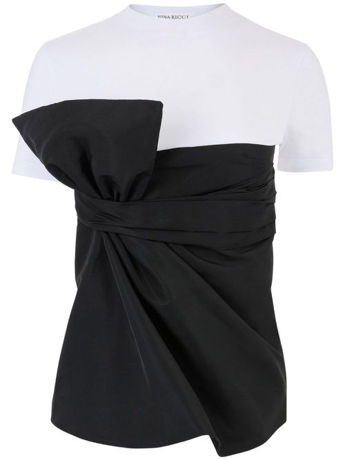 Wraparound-bow T-shirt - Black