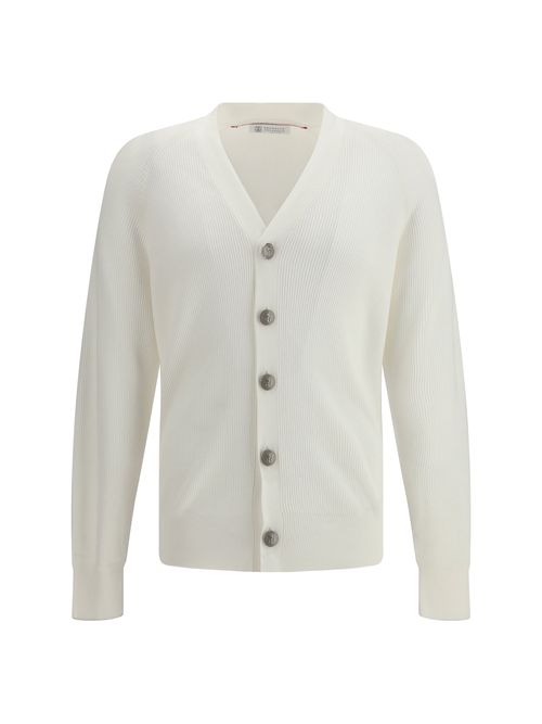 Ribbed Cotton Cardigan — White