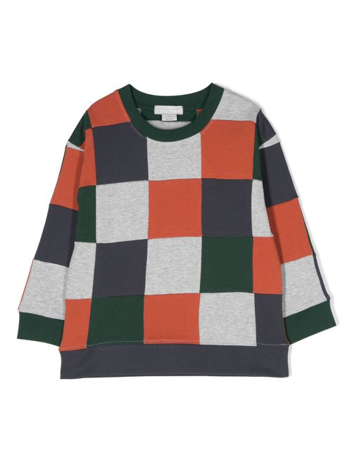 Check-pattern cotton sweatshirt - Orange