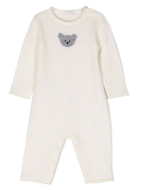 Teddy-motif cashmere romper - Neutrals