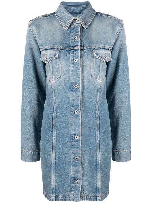 Long-sleeve denim shirtdress - Blue