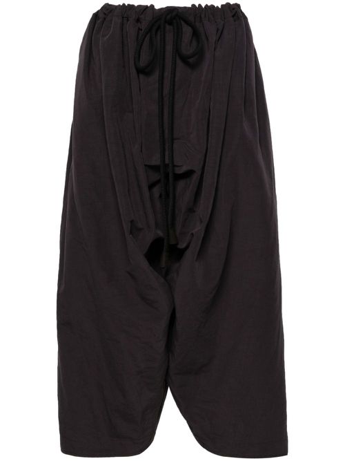 Drawstring-waist cropped trousers - Grey
