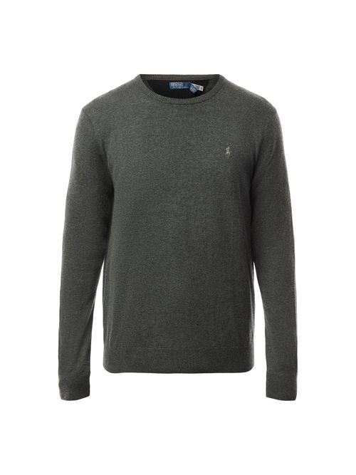 Mens Soft Crewneck Sweater in Dark Charcoal Heather, Merino Wool