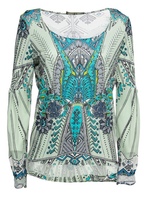 Pre-Owned floral-print top - Blue