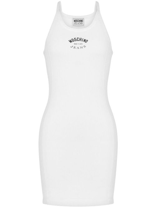 Logo print cotton blend dress - White