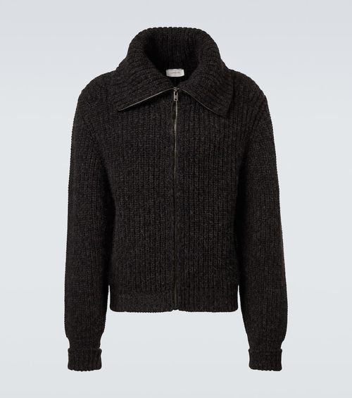 Alpaca and yak wool zip-up cardigan