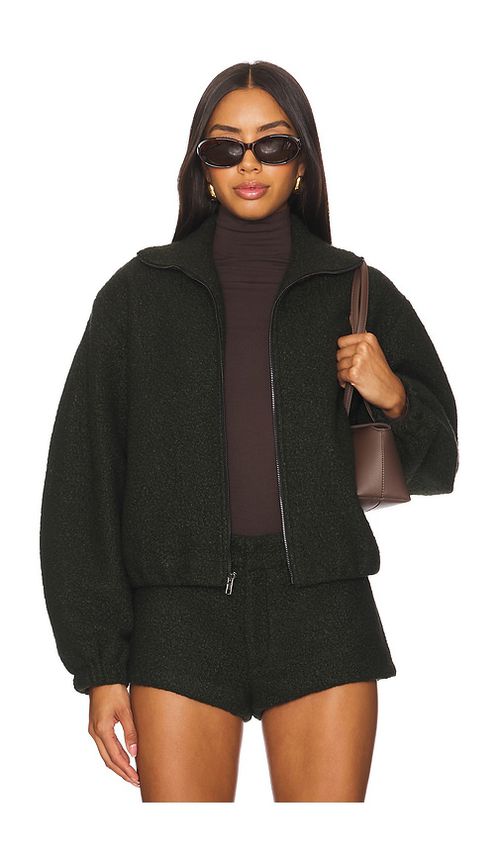 Amanda Uprichard x REVOLVE Como Bomber Jacket in Burgundy. - L also in
