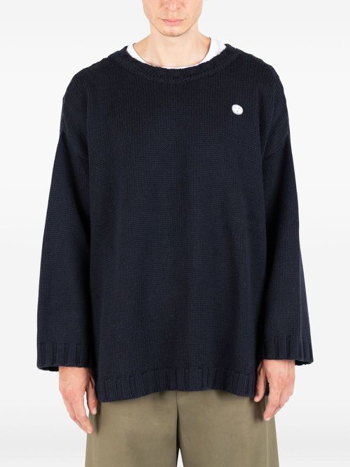 Logo-patch wide-sleeve sweater - Blue