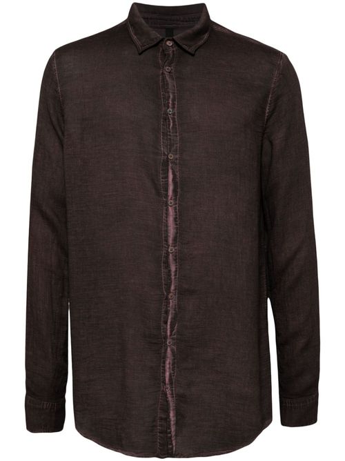 Classic-collar linen shirt - Red