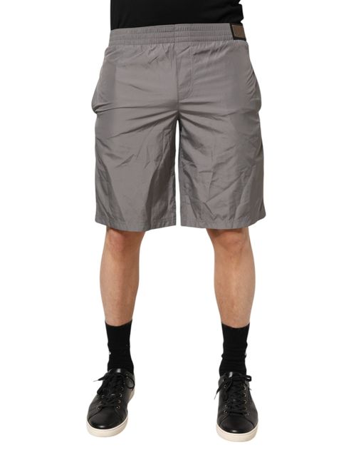 Nylon Elastic Waist Shorts — Gray