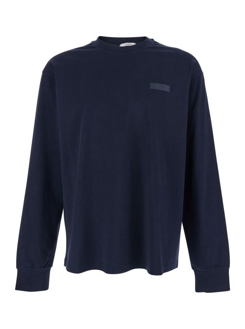 Long-Sleeve Cotton T-Shirt — Navy