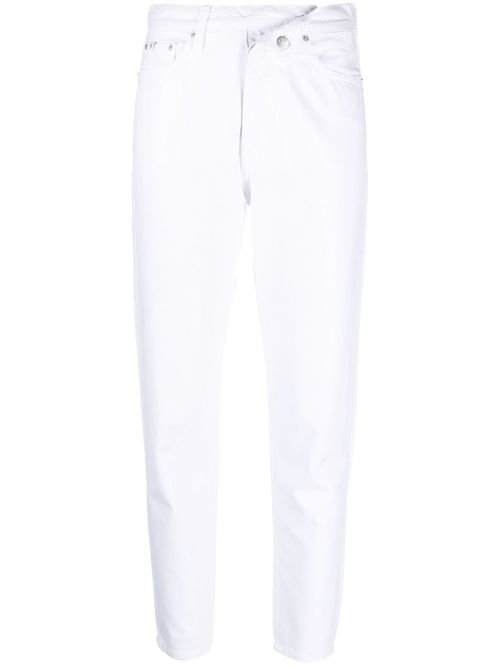 Mid-rise tapered-leg jeans - White