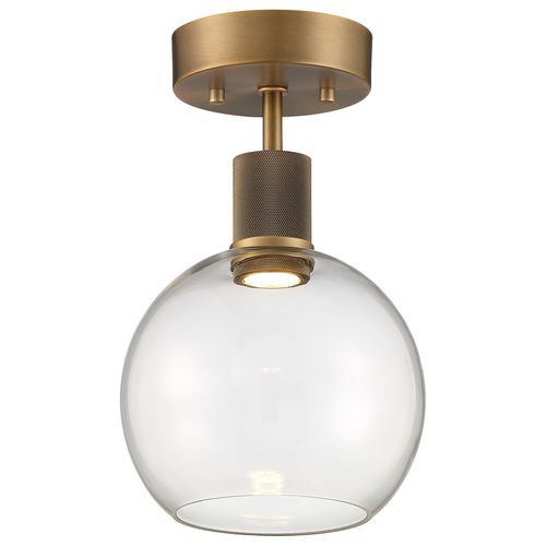 Antique Brushed Brass LED Semi-Flush Mount from the Port Nine Burgundy Collection