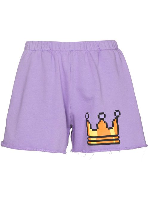 Pixel-print track shorts - Purple