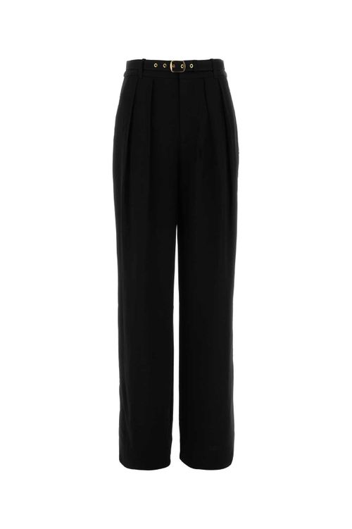 Pleated Viscose Trousers — Black