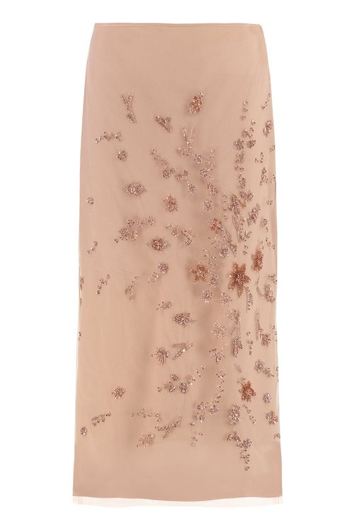 Antiqued Tulle Midi Skirt for Women