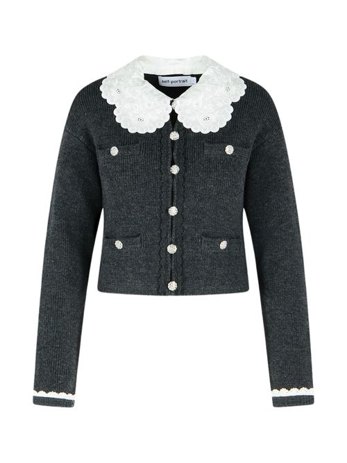 SELF PORTRAIT Lace Collar Cardigan