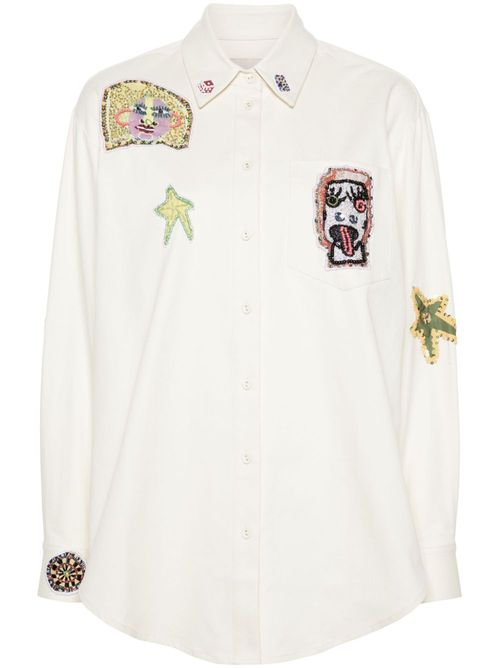 X Michael Swaney players-embroidered shirt - Neutrals