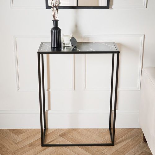 OHS Manhattan Rectangle Console Table - Black Marble