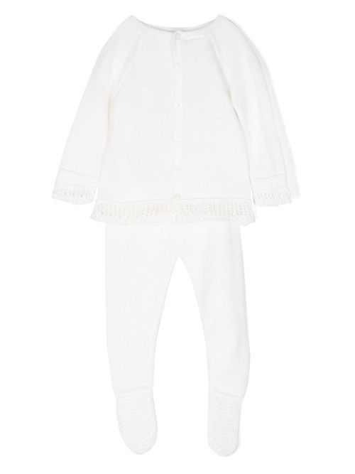 Wool-knit trouser set - White