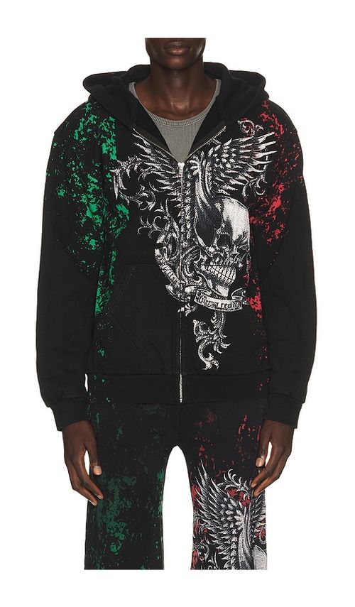 Affliction x Fuerza Regida Crazyz Zip Hoodie in Black. - L also in M, S, XL/1X