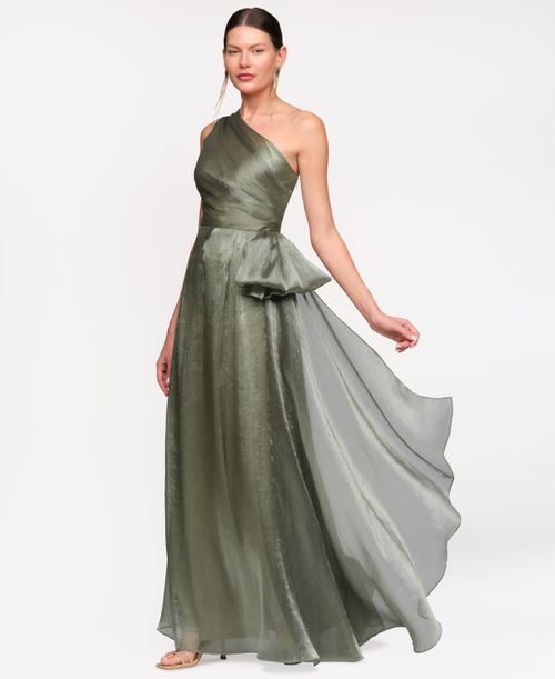 Women's Metallic One-Shoulder Dress - Green