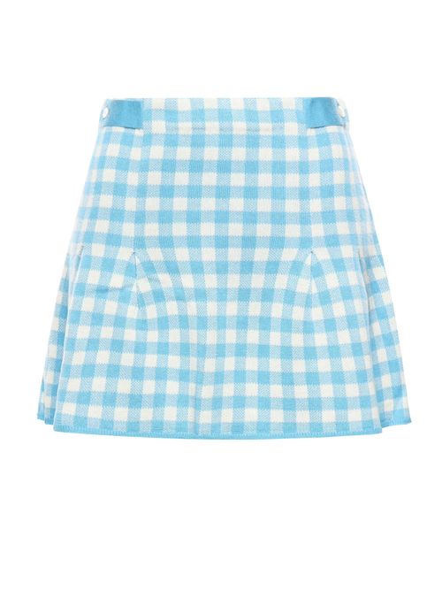 Checked Linen And Silk Blend Skirt