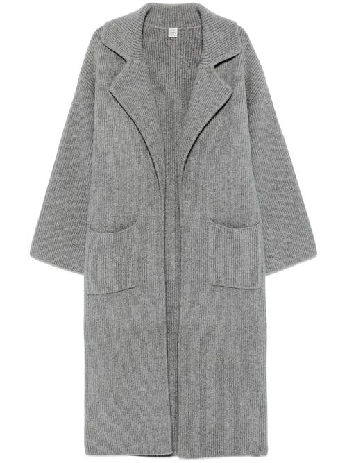 Ribbed-knit cardi-coat - Grey