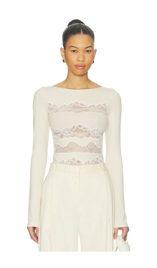 Vaillant Lace Cut Out Bodysuit in Ivory. 34. Also