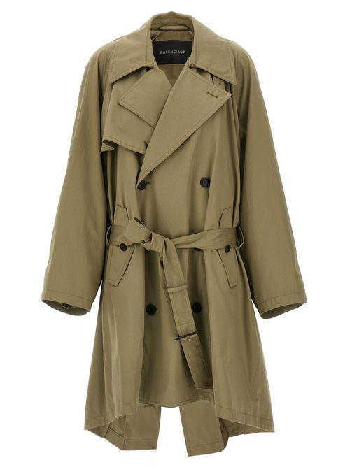 Draped Neck Trench Coat