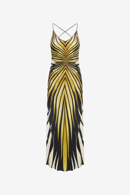 Ray Of Gold Print Silk Maxi Dress