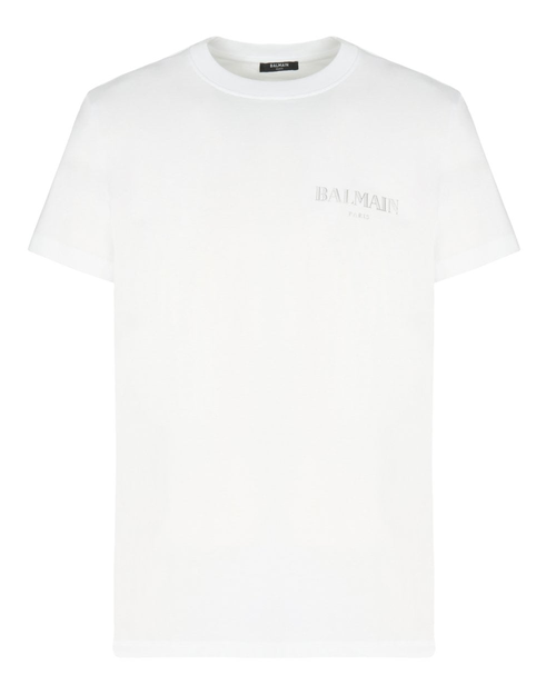 Balmain Vintage Silver Gel Logo T-Shirt in White - White