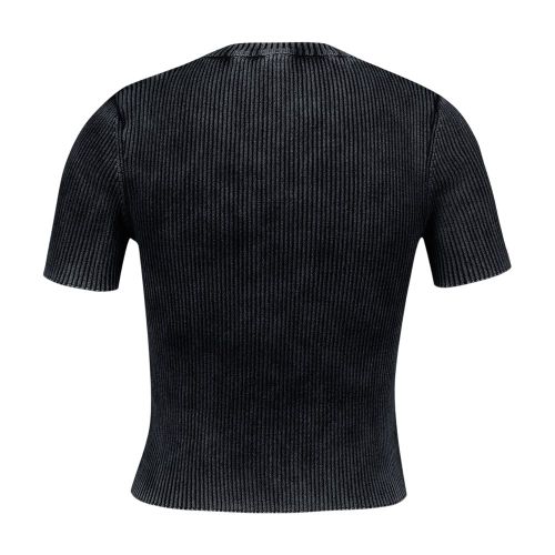 Ribbed Cotton T-Shirt — Black
