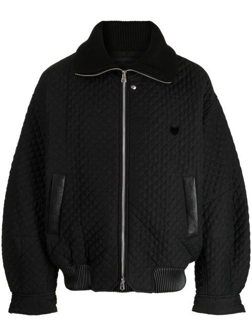 Quilted zip-up bomber jacket - Black