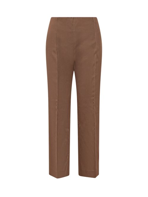 Brown Straight Flat Front Pants
