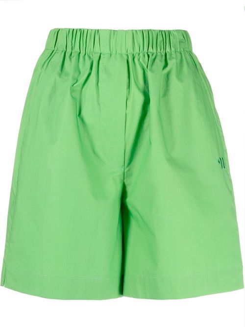 Elasticated-waistband cotton shorts - Green