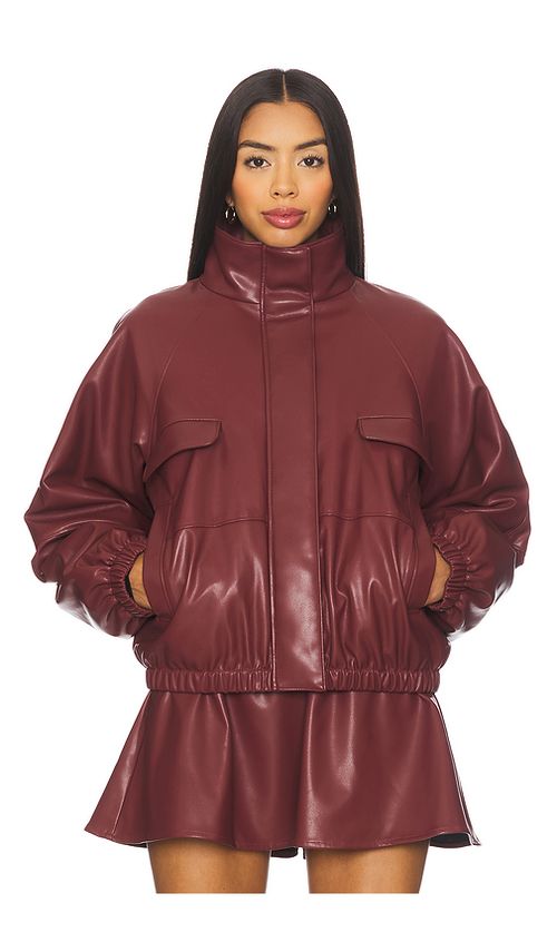 Lovers and Friends Jordan Faux Leather Jacket in Burgundy. XS. Also in L, M, S
