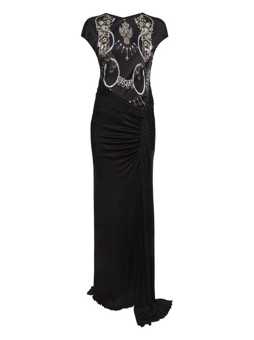 Embellished draped dress - Black