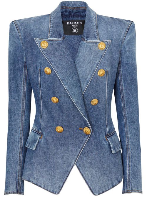 Double-breasted denim jacket - Blue