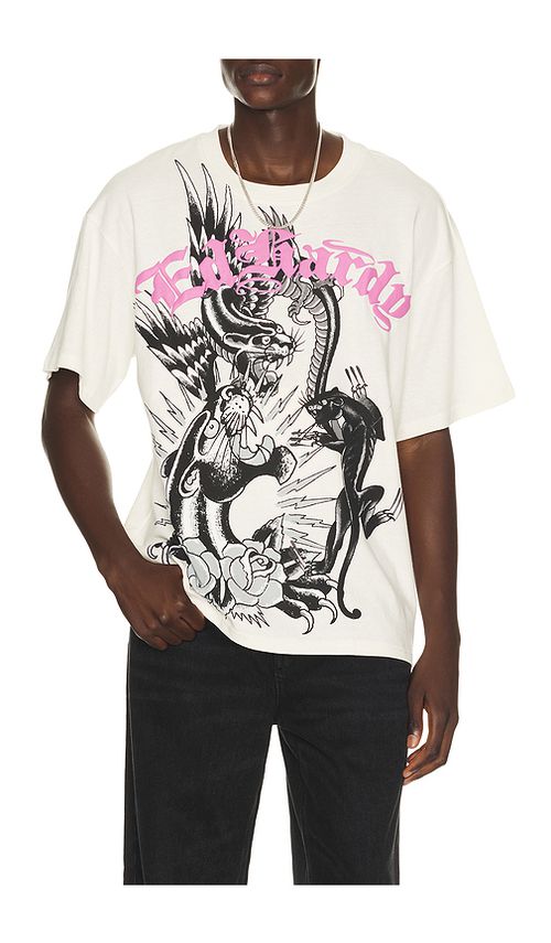 Ed Hardy Panthers Boxy Tee in Cream. S. Also in M, L, XL/1X