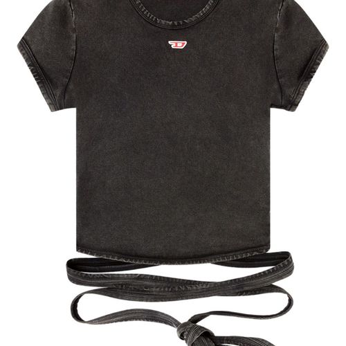 Diesel T-Bunny-Tail-R1 Tシャツ Women's Denim-look T-shirt with wrap ties | Black | Diesel