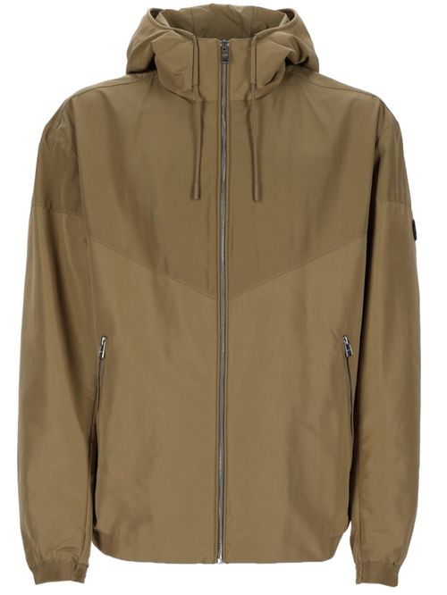 Beige Solid Hood Jacket