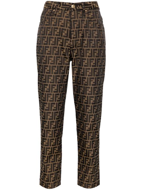 Zucca-print cropped jeans - Brown
