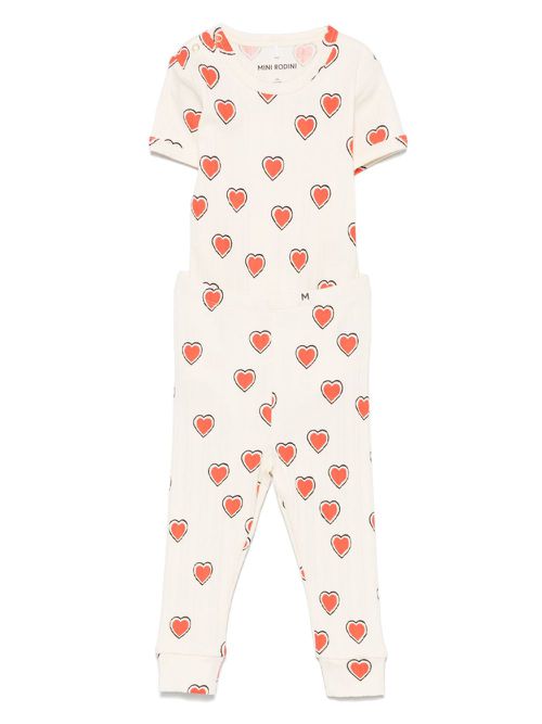 Mini Rodini heart-print tracksuit - Neutrals